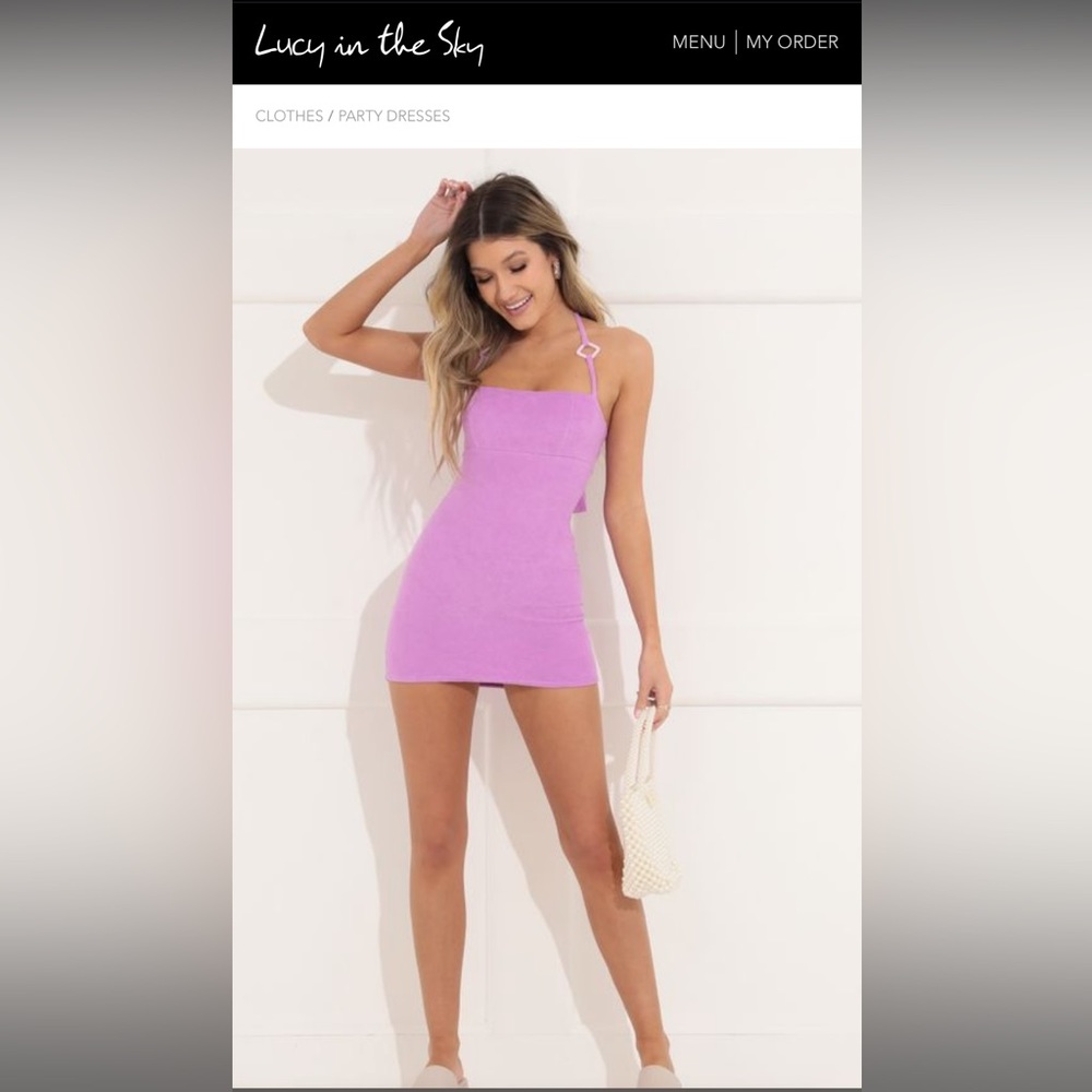 Alexa Halter Terrycloth Dress in Purple